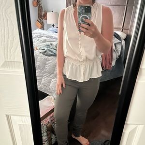 Express- Cream Button Up Tank Top